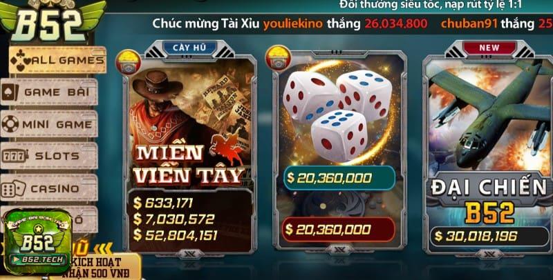 Giao diện cổng game B52